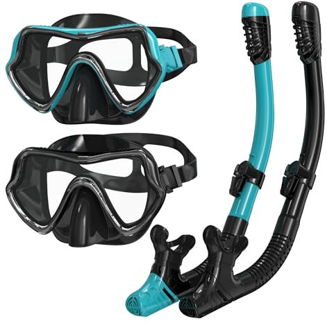 G2RISE SN02 Schnorchelset Erwachsene - Tauchermaske Taucherbrille Trockenschnorchel mit Breath Easy Airflow Tech & Anti-Fog Design für Herren und Damen (Kommt mit einem zusätzlichen Mundstück)