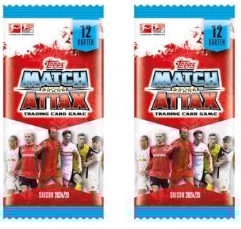 Topps Match Attax Bundesliga 2024/2025 – 2 Booster (je 12 Karten) – Sammelkarten für Fans & Sammler + Heartforcards® Versandschutz