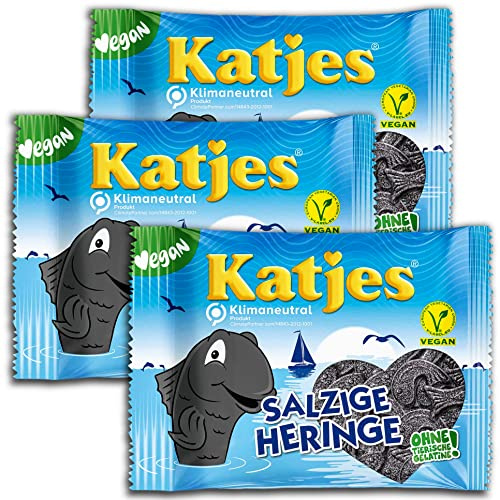 3 er Pack Katjes Salzige Heringe 3 x 175g Lakritz gezuckert
