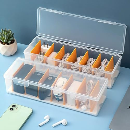 DAJAVE Pack of 3 Cable Organiser Box, Set of 3 Cable Box, White, Cable Hide Cable Organisation, Cable Management Box, Large and Small, Hide Cable with Socket Box