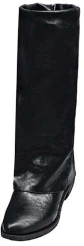 Stivali Pelle Donna Invernali Morbida Retrò con Tacco Stivaletti Texani Eleganti Curvy Anfibi Equitazione Alti al Ginocchio Comode Tronchetti Gamba Largo Impermeabili Primaverili per Lavoro 2025