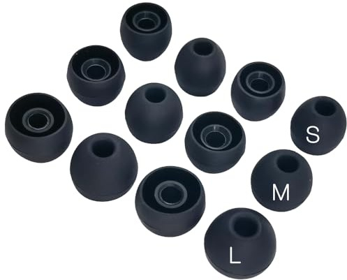 TENNMAK 12 x Ersatz-Ohrstöpsel für bmani T16 / bmanl/ZINGBIRD Z67 / occiam T17, K23-2023 / Orancu A12 / TOZO T6 / T10 / RIZIZI A12/Boean U8 U8I PRO U18 Ohrpolster, 6 Paar S, Schwarz