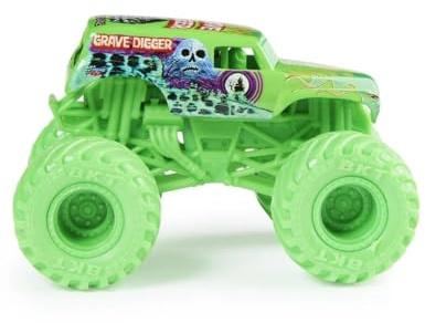 Monster Jam Grave Digger 1:64 Die-Cast Monster Truck - Neon Green Chassis Edition, Offizieller Truck, Sammlerserie 01