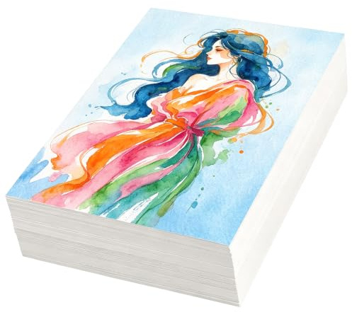 120 Blätter Aquarellpapier 300g, Aquarellblock 17,8 x 12,7 cm, für DIY | Aquarell Papier Watercolor Paper, Kaltgepresst Aquarell Papier Weiß Säurefrei, für Aquarell Gouache Acryl Zeichnen Kunstwerke