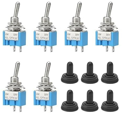 EHOENTROPY MTS-101 - Interruptor basculante (6 unidades, 12 V, 2 puertos, 2 posiciones, 6 A/125 V, 2 pines, MTS-101, para instalación en hogares y vehículos eléctricos)