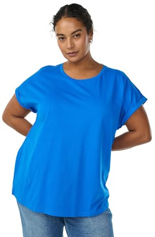 Zizzi Damen T-Shirt Große Größen Baumwolle Rundhalsausschnitt Größe Gr XL Victoria Blue