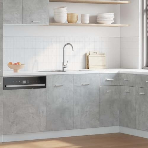 GeenYuu Mobiletto per lavello, modello Lyon, grigio cemento, 80 x 46 x 81,5 cm, in legno, compatto, con spazio di archiviazione, pratico armadio utility per piccole cucine, ripostigli