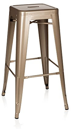 hjh OFFICE 645013 Barhocker VANTAGGIO HIGH Metall Gold Retro-Hocker im Industry-Design, stapelbar