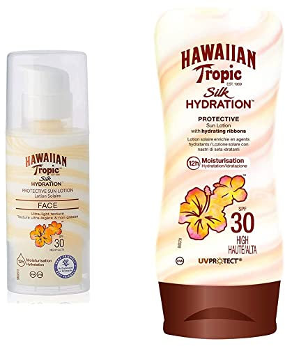 Hawaiian Tropic Silk Hydration Protective Sun Lotion Sonnencreme LSF 30, 180 ml, 1 St + Silk Hydration Sun Lotion Air Soft Face Sonnencreme LSF 30, 50 ml, 1 St