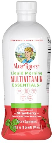 MaryRuth Organics Liquid Morning Multivitamin Essentials+ | Vitamin A C D E B6 B12 Biotin Zinc, Mens Womens Multivitamin, Immune Support, Beauty | Sugar Free | Vitamins for Ages 1+ | Vegan | 32 Fl Oz