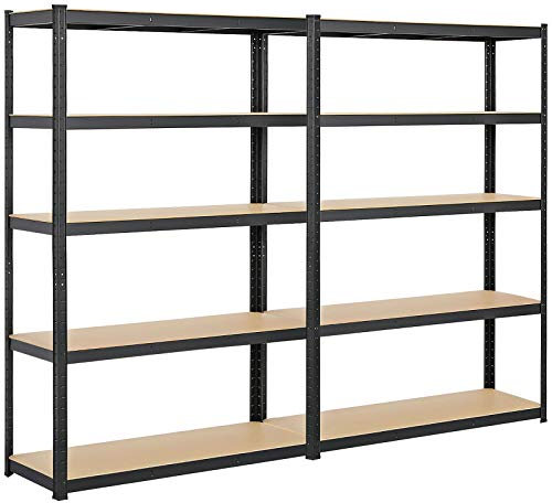 Yaheetech 2 x Étagères de Rangement 180 x 120 x 45 cm Charge Lourde Clipsable Résistant Capacité 875 kg Meuble Garage Cuisine Chambre Noir