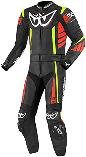 Berik Zakura 2-Teiler Motorrad Lederkombi, schwarz/rot/gelb, 52
