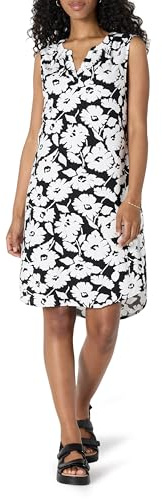 Amazon Essentials Robe Droite tissée sans Manches pour Femme, Motif Floral Abstrait Noir et Blanc, Taille XXL