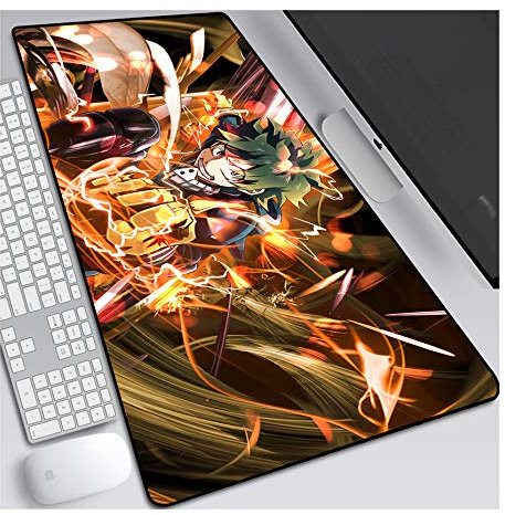 My hero academy Tappetino Mouse Gaming, Grande Anime Mouse Pad XXL 800x300mm Confortevole, Lavabile, 3mm Antiscivolo Tappetino Scrivania Supporto per Ufficio Computer, Adatto per computer e PC, D