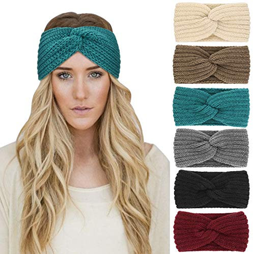 DRESHOW 6 Stück Winter Stirnband Damen Strick Ohrenwärmer Stirnbänder Mädchen Gestrickt Stirnband Kopfband Haarband Headwrap Frauen Haarbänder