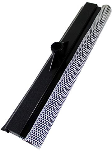 Fensterwischer 2 in 1 Fensterwischeraufsatz mit Schwamm Netzüberzug und Abziehlippe Aufsatz ca 37cm breit zum putzen von Fenstern, Scheiben, Rollläden, Haus (1 Stück)