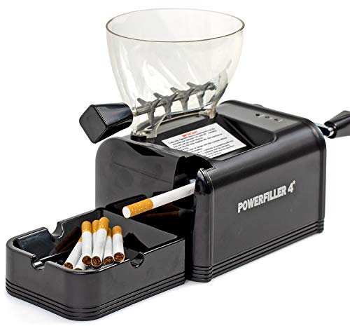 Powerfiller 4 - entubadora eléctrica con embudo de tabaco XXL | máquina de entubado de tabaco | entubadora automática de cigarrillos con técnica patentada de inyección por deslizamiento (negro)