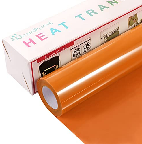 NANAPLUMS Plotterfolie Textil, 30.5cm×4m Flexfolie Plotter Textil, Bügelfolie für Textilien Transferfolie zum Aufbügeln für DIY T-Shirt, Stoffe(Orange Rot)