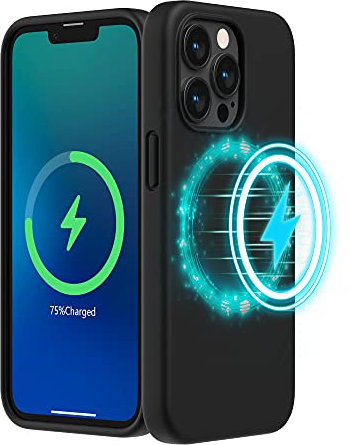 SURPHY Cover Magnetico Silicone Compatibile con iPhone 13 pro 6.1, Custodia per iPhone 13 pro Antiurto Protettiva Case con Fodera in Microfibra, Compatibile con MagSafe Accessori, Nero