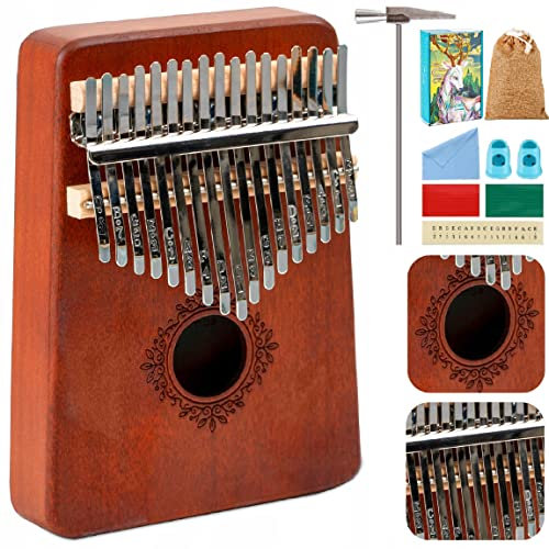 iLogic Kalimba aus Holz - Afrikanisches Instrument für Anfänger - Set mit Zubehör und schönem Design in Braun