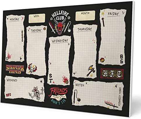 Grupo Erik Wochenplaner Block A4 Kalender Planer Stranger Things - Tischplaner A4 - Tischkalender ohne Datum - Schreibtischunterlage Papier