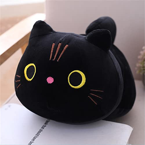 TROYSINC Katze Stofftier Plüschtier, Plüschkissen Tier Kissen süße Weiche Kuscheltier Plüsch Katze Spielzeug (Schwarz,35cm)