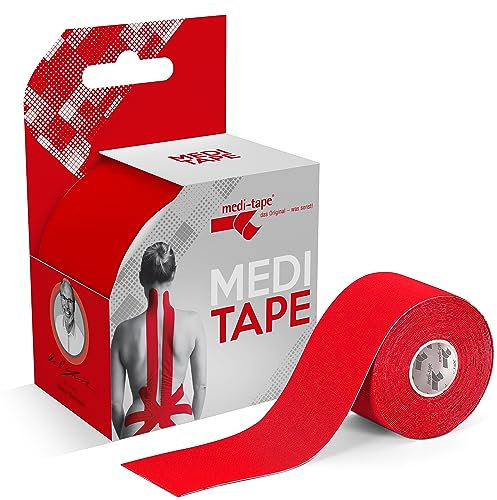 Medi-Tape (Rot) für Sport & Alltag (5m) - Kinesiologie Tape latexfrei mit 150% Elastizität - atmungsaktives & wasserfestes Physio & Kinesio Tape - Sporttape