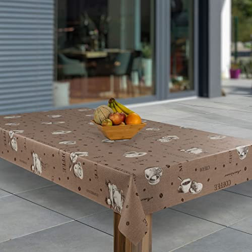 laro Wachstuch-Tischdecke Abwaschbar Garten-Tischdecke Wachstischdecke PVC Plastik-Tischdecken Eckig Meterware Wasserabweisend Abwischbar AS, Muster:Kaffee Bohne Cord, Größe:110x200