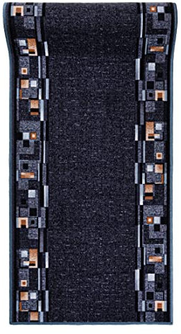 Mazovia rutschfest Teppich Läufer Flur - Modern Geometrische Muster Teppichläufer - Kurzflor Flurläufer für Vorzimmer, Schlafzimmer, Küche - ÖKO-TEX Zertifiziert - Meterware Grau - 67 x 800 cm