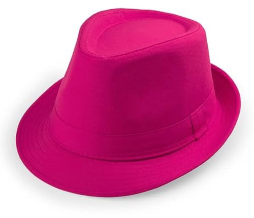 Generico Cappellino Panama Cappello colorato per Uomo Donna Festa da Danza Estivo Eventi (Fucsia)