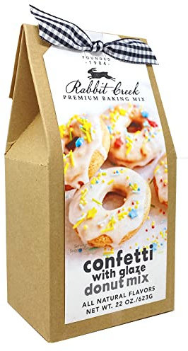Rabbit Creek Confetti Donuts Mix – With Frosting Glaze Included – Baked Donuts, Not Fried – Donut Baking Mix