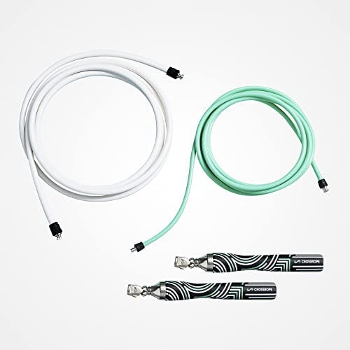 Crossrope Get Lean Set - Weighted Jump Rope- 1/4 LB and 1/2 LB Ropes - Slim Handles - Large