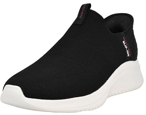 Skechers Ultra Flex 3.0 Smooth Step, Schlüpfen, Black Knit/Red Trim,