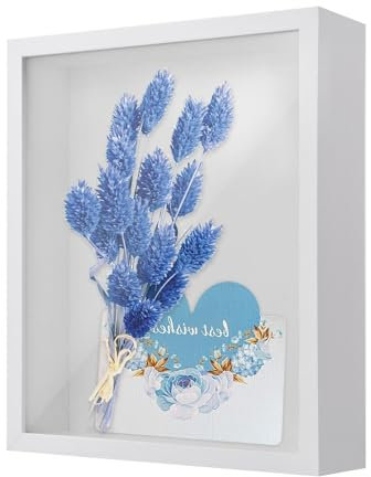 3D Bilderrahmen zum Befüllen, 22x27cm 3D Tief Objektrahmen mit Transparente Acrylplatte Rahmen, Schattenbox Vitrine Rahmen, Hölzern 3D Rahmen für Medaillen Blumen Erinnerungsstücke Foto (Weiß 5CM)
