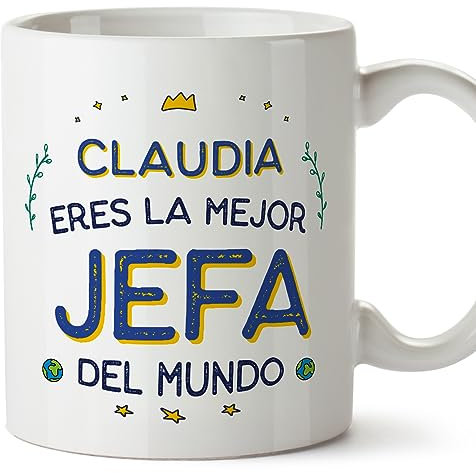 MUGFFINS Tazas Personalizadas para JEFA mujer - En Español - Mejor del Mundo - 11 oz / 330 ml - Regalo Personalizable original y divertido