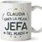 MUGFFINS Tazas Personalizadas para JEFA mujer - En Español - Mejor del Mundo - 11 oz / 330 ml - Regalo Personalizable original y divertido