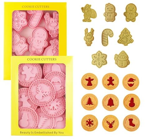 Mengger 17 Piezas Cortadores de Galletas de Navidad Cortador Galletas 3D Plástico Cookie Cutter Infantiles para Repostería para Hornear