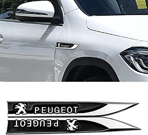 2 Stück Auto 3D Metallaufkleber, Karosserie Seitenflügel Dekorationsaufkleber, Seitliches Emblem-Abzeichen, Grill Logo Aufkleber, Für Peugeot 107 108 206 207 308 307 508 2008 3008