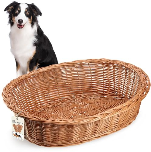 KADAX Panier pour chien et chat - En osier - Couleur naturelle - Lit pour chien et chat - Chaise longue pour animaux de compagnie - Lit pour animaux de compagnie - Panier de repos (22 x 90 x 70 cm)