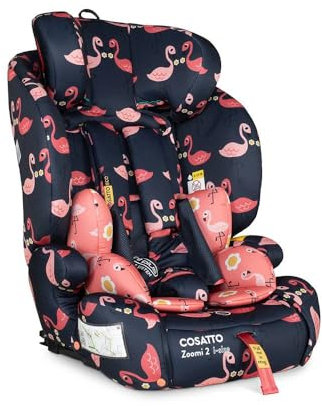 COSATTO Autositz Zoomi 2 iSize - Von 76cm bis 150cm (ca.15 Monate bis 12 Jahre), ISOFIT, verstellbare Kopfstütze, Seitenaufprallschutz, einfache Installation, R129 getestet (Pretty Flamingo)