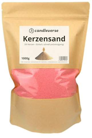 Candleverse Kerzensand 1kg [Rosa] | inkl. 30 Dochte | Natürliches Kerzenwachsgranulat | Kreative DIY-Kerzen für Zuhause und als Deko