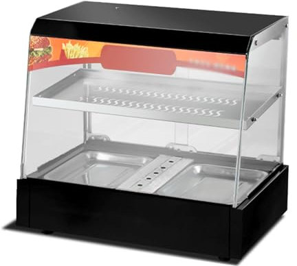 Commercial Heated Food Display Cabinet Small Desktop Egg Tart Chestnut Bread Beverage Manual Temperature Control,Black