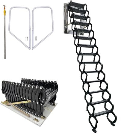 Klappleiter zur Wandmontage, Dachbodentreppe, Traglast 660 lb, herunterziehbare Dachbodenleiter, Verlängerungsleiter, Klappleiter für drinnen und draußen