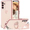 TVVTPU Coque pour Samsung Galaxy A15 4G / A15 5G avec Cordon et 360 Degrés Anneau Support, Étui Housse Antichoc Souple Silicone TPU Bumper Protection Case avec Amovible Collier, Rose