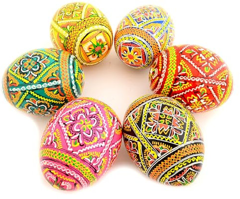 Ostern bemalte Eier Holz Ukrainisch Pysanky Pysanka Polnisch Pisanki Tschechische Kraslice, 6er Set