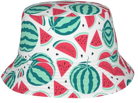 Fischerhut mit lustigem Dollar-Gelddruck, unisex, verstaubar, Outdoor-Anglerhut, Sommer, Reisen, Strand, Sonnenhut, Früchte Wassermelone, One size