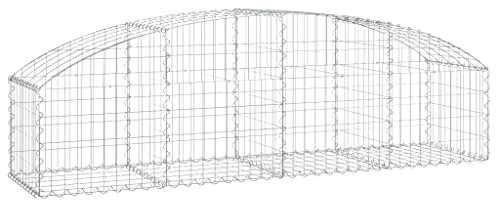 Makastle Parterre surélevé en Gabion arqué, jardinière en Cage à Pierre, Lit Surélevé à Gabion, Parterre de Fleurs Jardin Terrasse Extérieur Jardinière Panier à Pierres, 200x50x40/60 cm Fer galvanisé