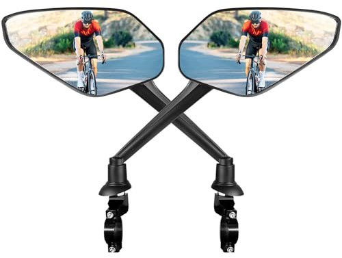 Homieway Fahrradspiegel 2 Stück,HD Fahrradspiegel für E-Bike, Extra Große Spiegelfläche Rückspiegel für Fahrrad, Schlagfestes Echtglas Fahrrad Rückspiegel, E-bike Spiegel für Lenker (Links+Rechts)