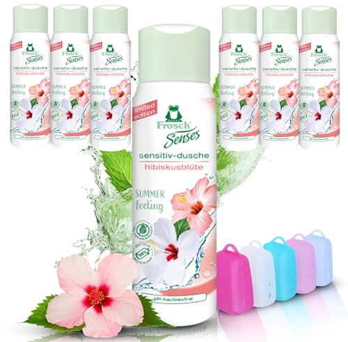 Frosch Senses Hibiskus Duschgel 300 ml, 6er Set (6 x 300 ml) und Celexqua Zahnbürstenkappe