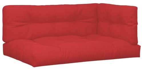 vidaXL Palettenkissen 3-TLG., Sitzkissen mit Hohlfasern, Rückenkissen für Gartenmöbel Hocker Sofa, Sitzpolster Palettenauflagen, Rot Stoff